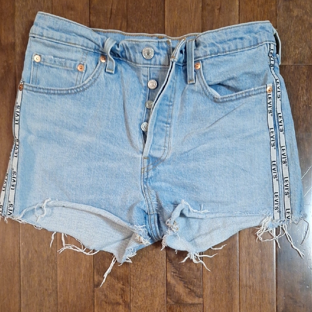 Levi's 501 Light Blue Distressed Jean Shorts